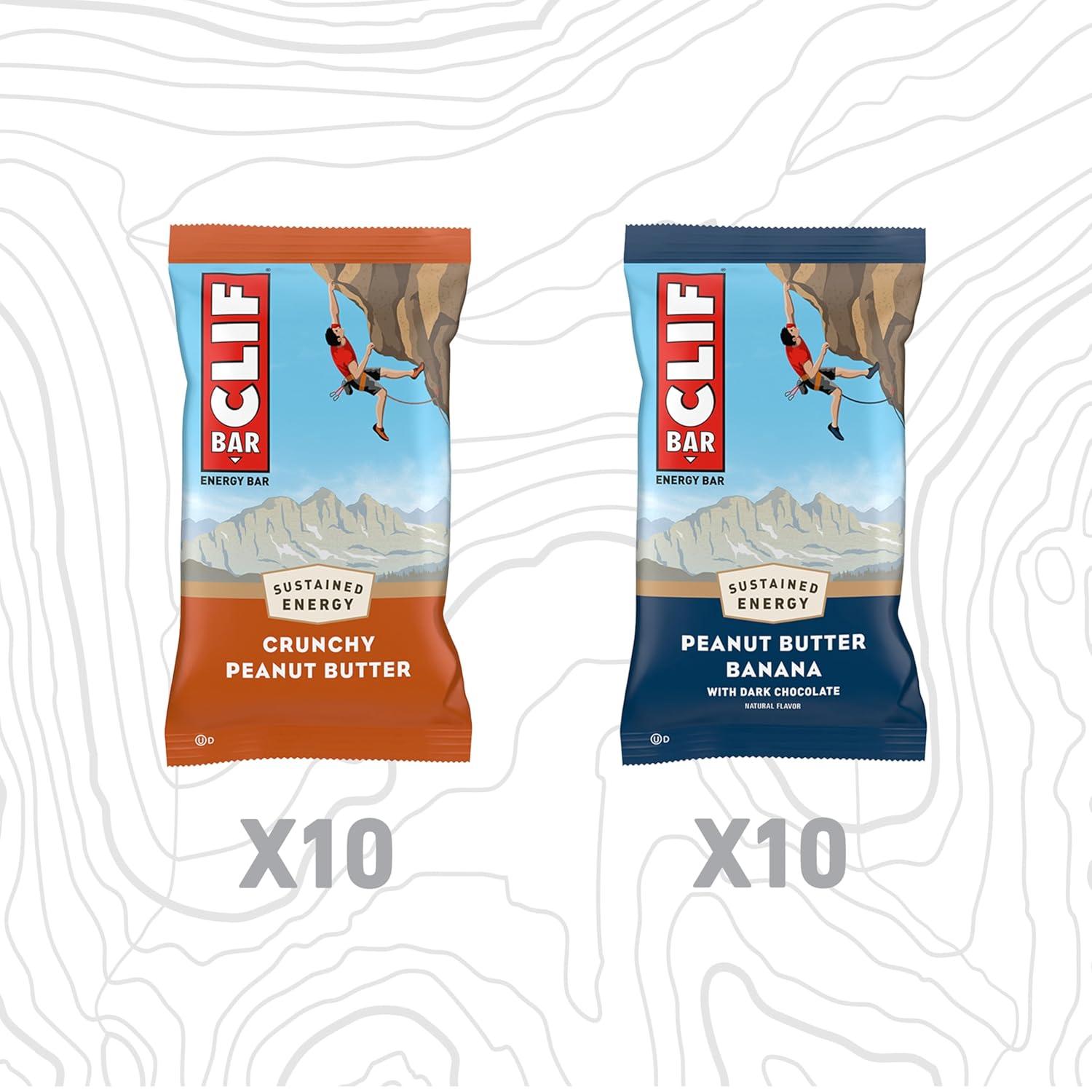 image:imageCLIF BAR Energy Protein Bars Crunchy Peanut Butter and Peanut Butter Banana with Dark Chocolate Variety Pack Made with Organic Oats Energy Bars NonGMO 20 Pack