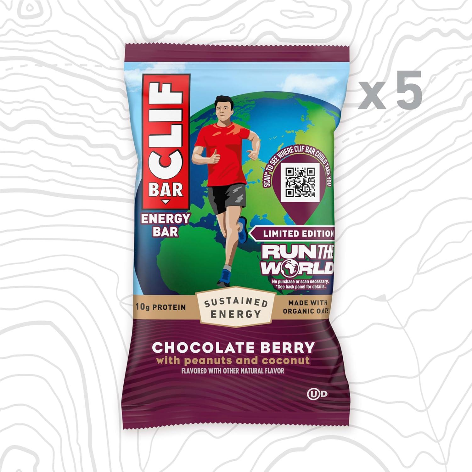 image:imageCLIF BAR Energy Protein Bars Limited Edition Run the World Chocolate Berry Made with Organic Oats Energy Bars NonGMO 5 Pack6 Count Pack of 1