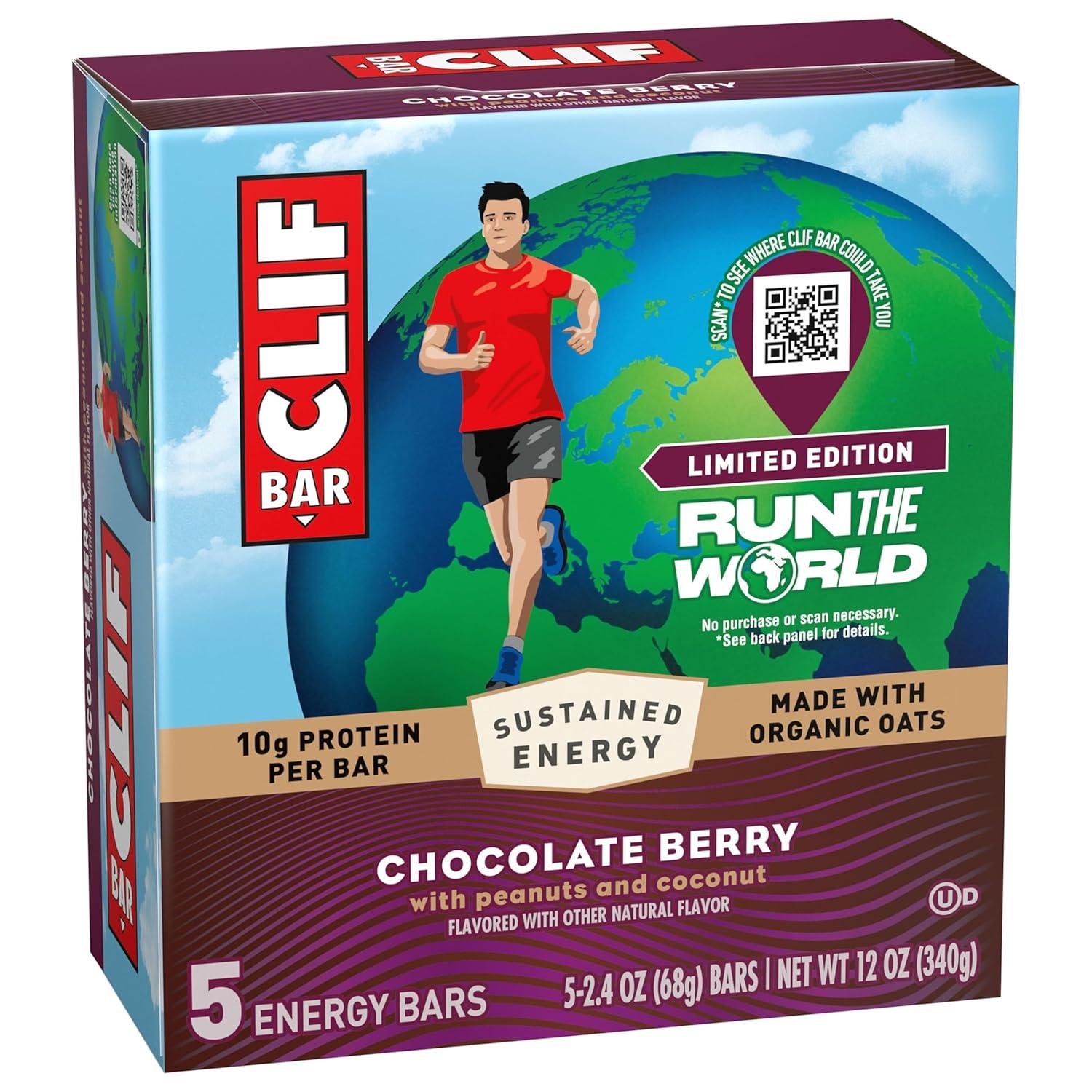 image:imageCLIF BAR Energy Protein Bars Limited Edition Run the World Chocolate Berry Made with Organic Oats Energy Bars NonGMO 5 Pack6 Count Pack of 1