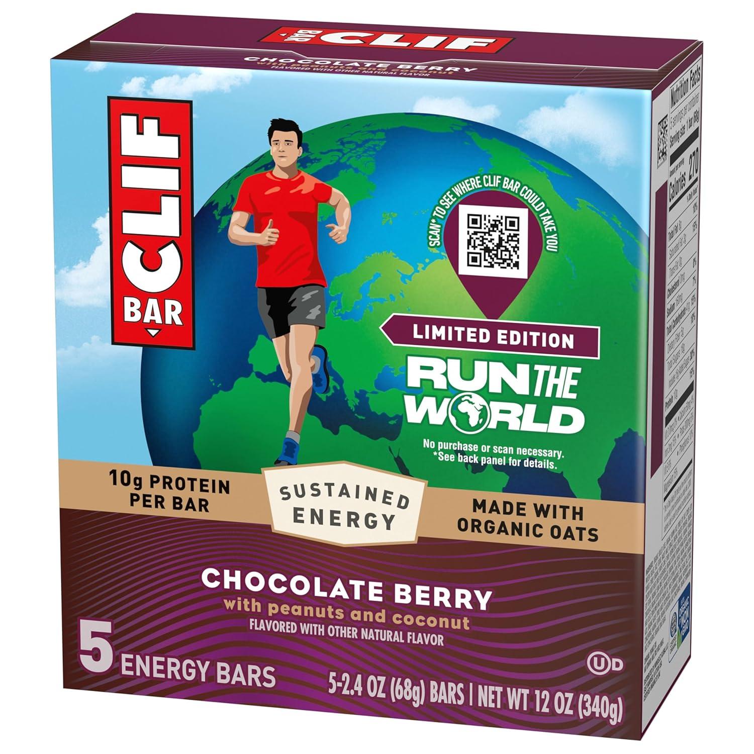 image:imageCLIF BAR Energy Protein Bars Limited Edition Run the World Chocolate Berry Made with Organic Oats Energy Bars NonGMO 5 Pack6 Count Pack of 1