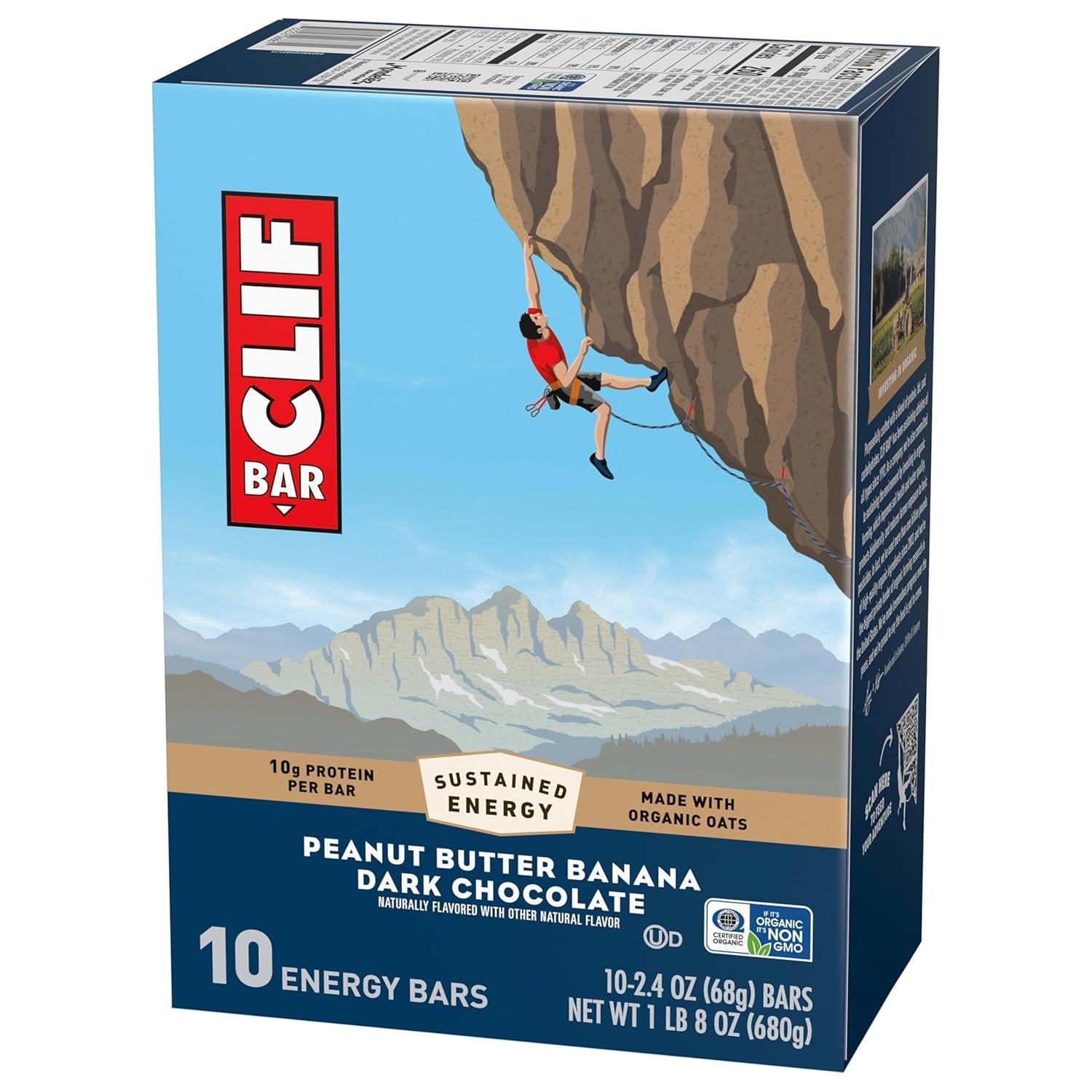 image:imageCLIF BAR Energy Protein Bars Peanut Butter Banana with Dark Chocolate Made with Organic Oats Energy Bars NonGMO 10 Pack10 Count Pack of 4