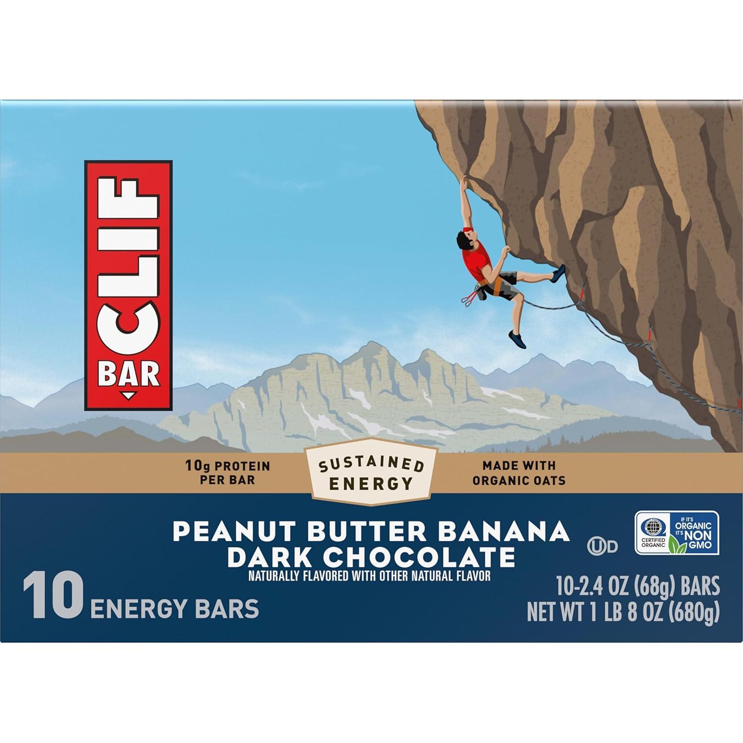 image:imageCLIF BAR Energy Protein Bars Peanut Butter Banana with Dark Chocolate Made with Organic Oats Energy Bars NonGMO 10 Pack10 Count Pack of 4
