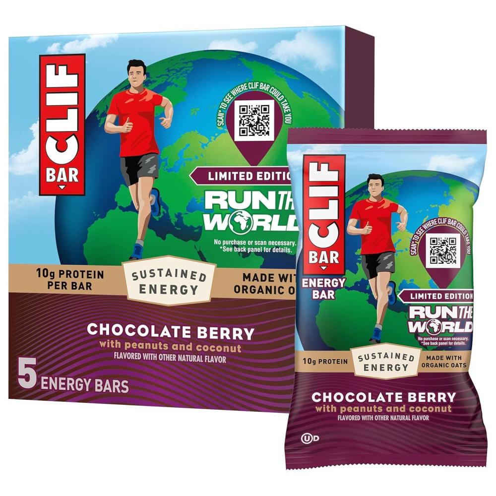 image:imageCLIF BAR Energy Protein Bars Limited Edition Run the World Chocolate Berry Made with Organic Oats Energy Bars NonGMO 5 Pack6 Count Pack of 1