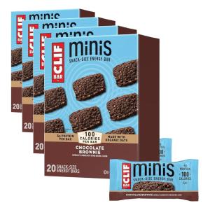 image:imageCLIF BAR Minis  Chocolate Brownie Flavor  Made with Organic Oats  4g Protein  NonGMO  Plant Based  SnackSize Energy Bars  099 oz 20 Pack20 Count Pack of 4