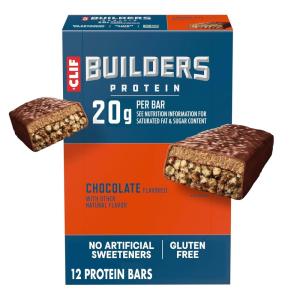 image:imageCLIF BUILDERS Protein Bars  Vanilla Almond Flavor  20g Plant Based Protein  Gluten Free  NonGMO  Low Glycemic  No Artificial Sweeteners  24 oz 12 PackChocolate
