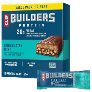 image:imageCLIF BUILDERS Protein Bars  Vanilla Almond Flavor  20g Plant Based Protein  Gluten Free  NonGMO  Low Glycemic  No Artificial Sweeteners  24 oz 12 PackChocolate Mint