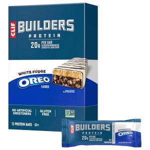 image:imageCLIF BUILDERS Protein Bars  White Fudge OREOFlavored  20g Plant Based Protein  Gluten Free  NonGMO  Low Glycemic  No Artificial Sweeteners  24 oz 12 Pack