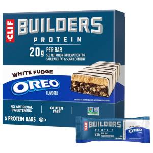 image:imageCLIF BUILDERS Protein Bars  White Fudge OREOFlavored  20g Plant Based Protein  Gluten Free  NonGMO  Low Glycemic  No Artificial Sweeteners  24 oz 6 Pack