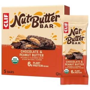 image:imageCLIF Nut Butter Bar  Chocolate Peanut Butter  Energy Snack Bars  NonGMO  USDA Organic  Plant Based  Low Glycemic  176 oz 5 Pack176 Ounce Pack of 5