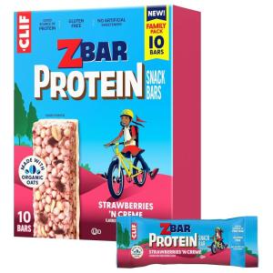 image:imageZbar Protein  Strawberries N Creme  Crispy Snack Bars  Made with Organic Oats  NonGMO  5g Protein  Gluten Free Protein Bars 10 Pack