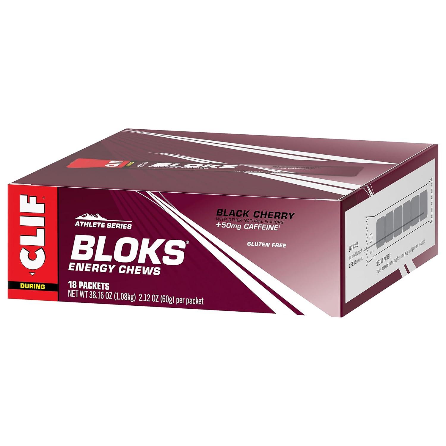 image:imageCLIF BLOKS Black Cherry Flavor with Caffeine Energy Chews NonGMO Plant Based Fast Fuel for Cycling and Running Quick Carbohydrates and Electrolytes 212 oz 18 Count