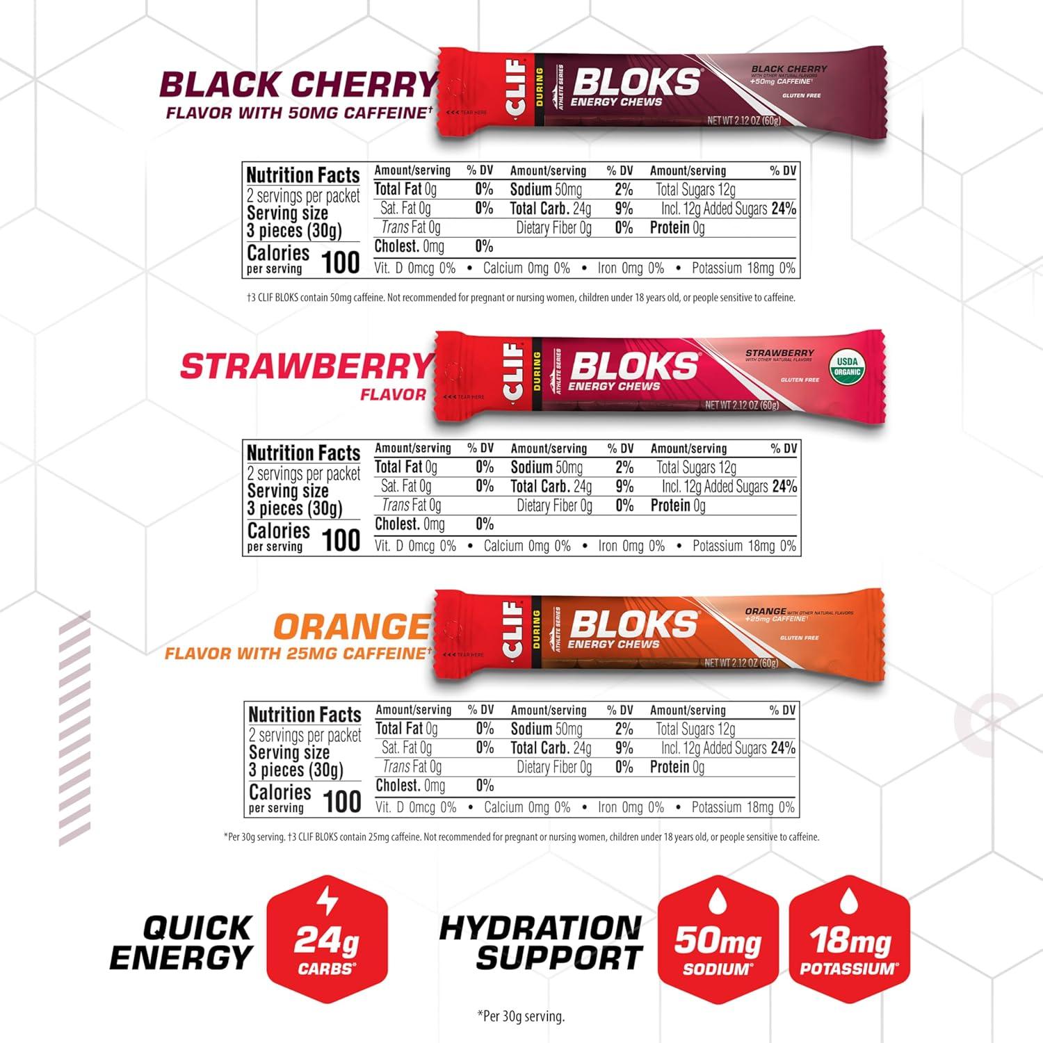 image:imageCLIF BLOKS Energy Chews Variety Pack NonGMO Plant Based Fast Fuel for Cycling and Running Quick Carbohydrates and Electrolytes 212 oz Packets 12 CountBloks Variety Pack