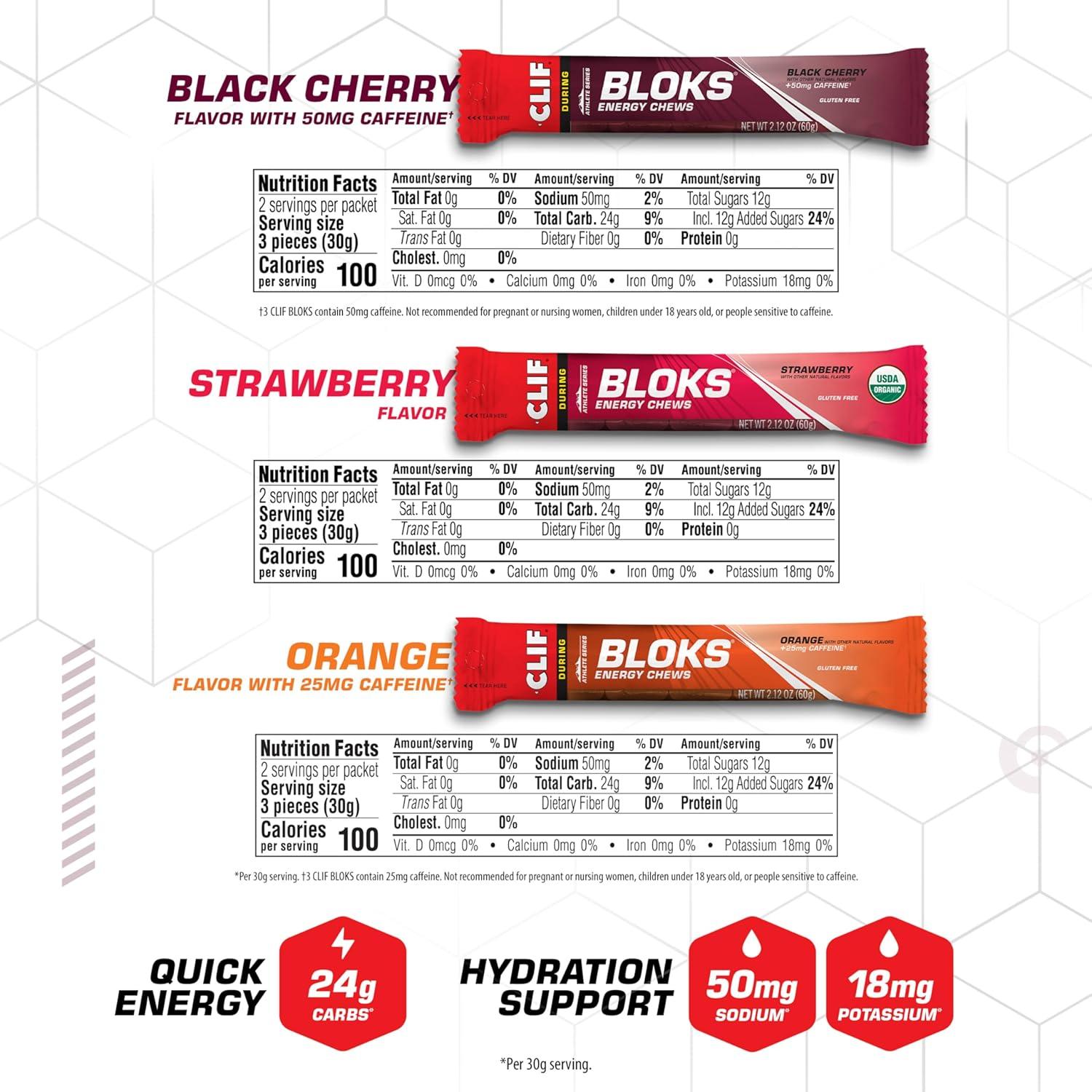 image:imageCLIF BLOKS Energy Chews Variety Pack NonGMO Plant Based Fast Fuel for Cycling and Running Quick Carbohydrates and Electrolytes 212 oz Packets 12 CountBloks Variety Pack