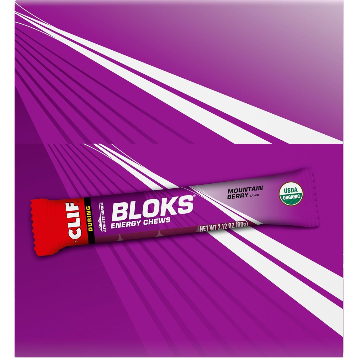 image:imageCLIF BLOKS Mountain Berry Flavor Energy Chews NonGMO Plant Based Fast Fuel for Cycling and Running Quick Carbohydrates and Electrolytes 212 oz 18 CountMountain Berry