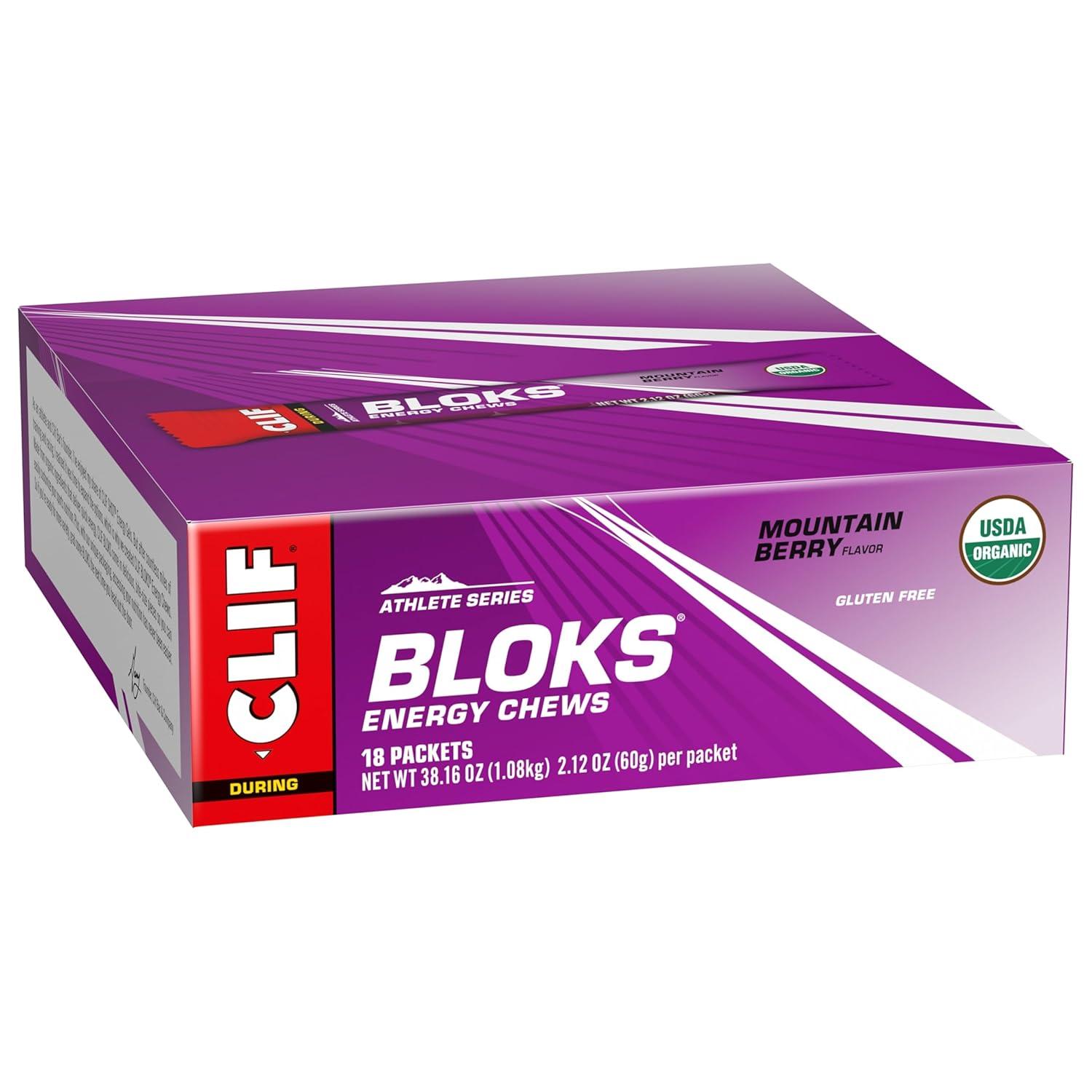 image:imageCLIF BLOKS Mountain Berry Flavor Energy Chews NonGMO Plant Based Fast Fuel for Cycling and Running Quick Carbohydrates and Electrolytes 212 oz 18 CountMountain Berry