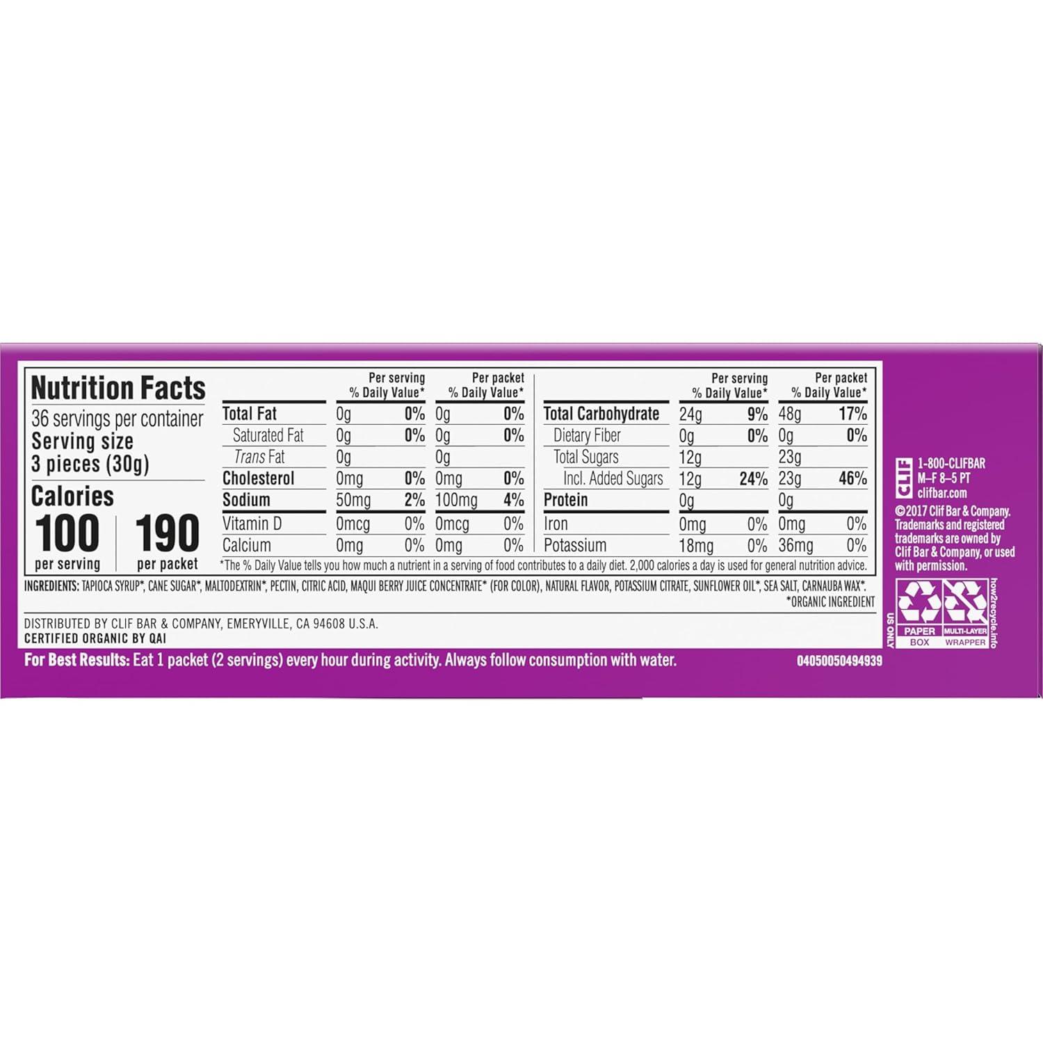 image:imageCLIF BLOKS Mountain Berry Flavor Energy Chews NonGMO Plant Based Fast Fuel for Cycling and Running Quick Carbohydrates and Electrolytes 212 oz 18 CountMountain Berry