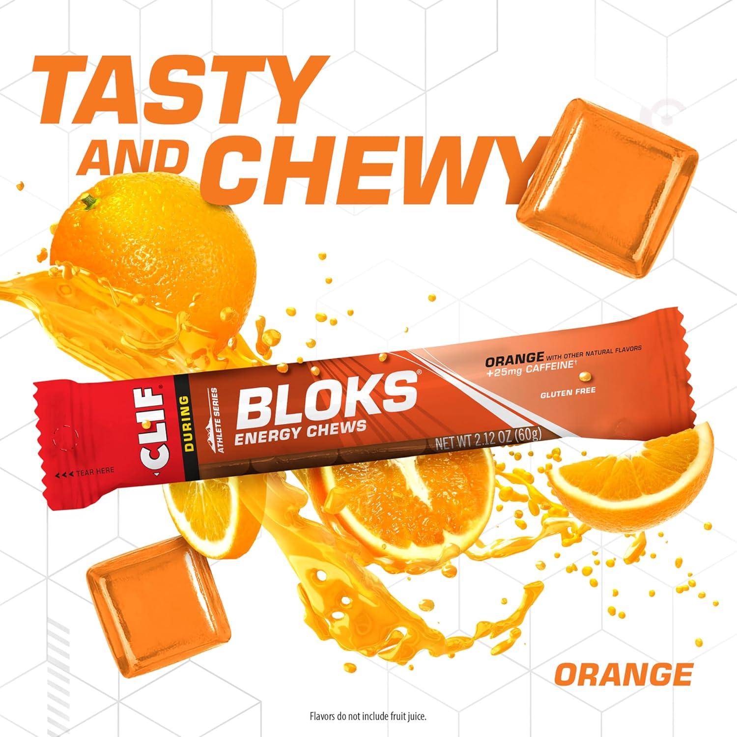 image:imageCLIF BLOKS Orange Flavor with Caffeine Energy Chews NonGMO Plant Based Fast Fuel for Cycling and Running Quick Carbohydrates and Electrolytes 212 oz 18 Count18 Count Pack of 2