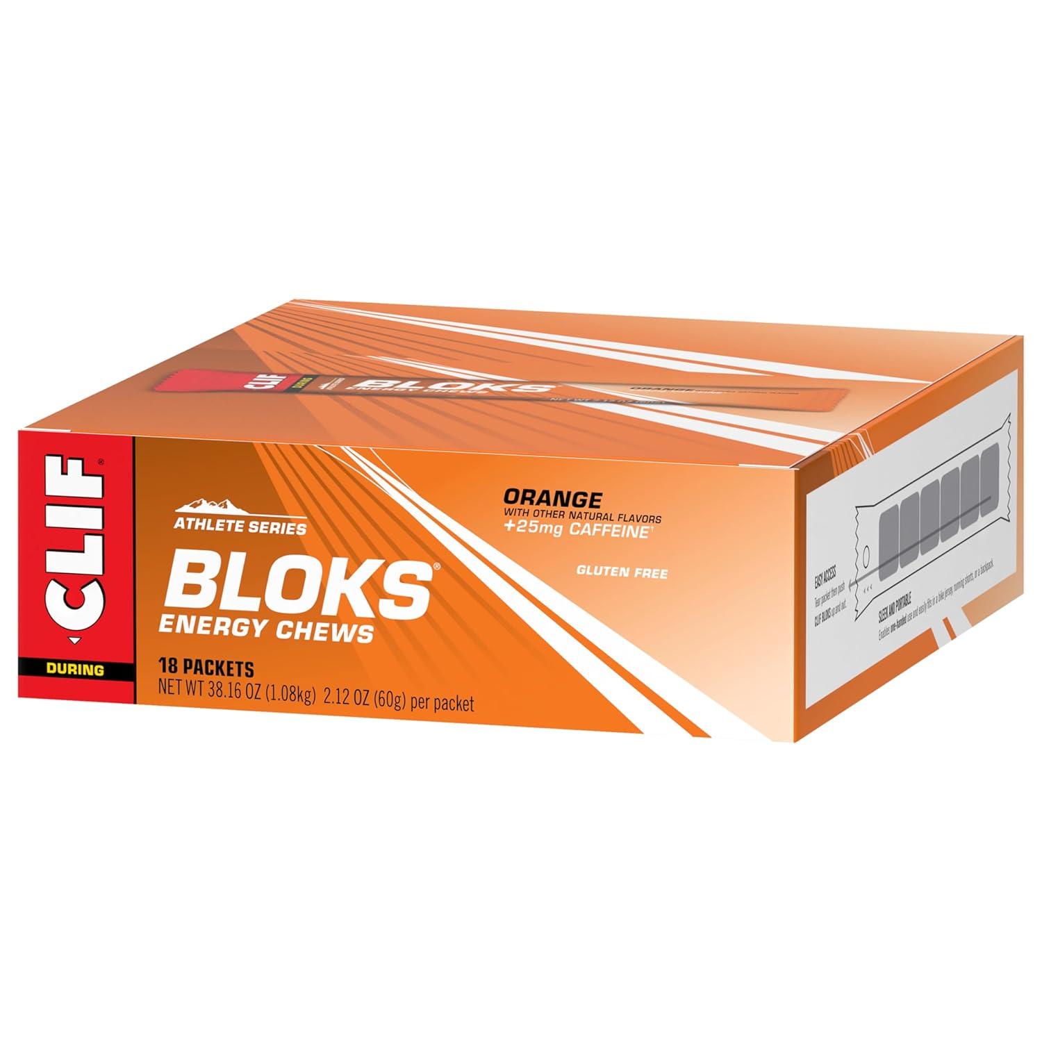 image:imageCLIF BLOKS Orange Flavor with Caffeine Energy Chews NonGMO Plant Based Fast Fuel for Cycling and Running Quick Carbohydrates and Electrolytes 212 oz 18 Count18 Count Pack of 2