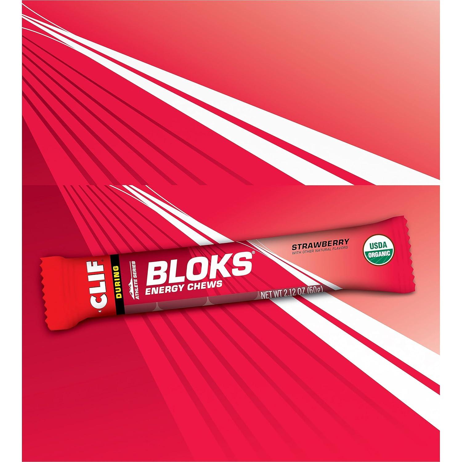 image:imageCLIF BLOKS Strawberry Flavor Energy Chews NonGMO Plant Based Fast Fuel for Cycling and Running Quick Carbohydrates and Electrolytes 212 oz 18 Count18 Count Pack of 2