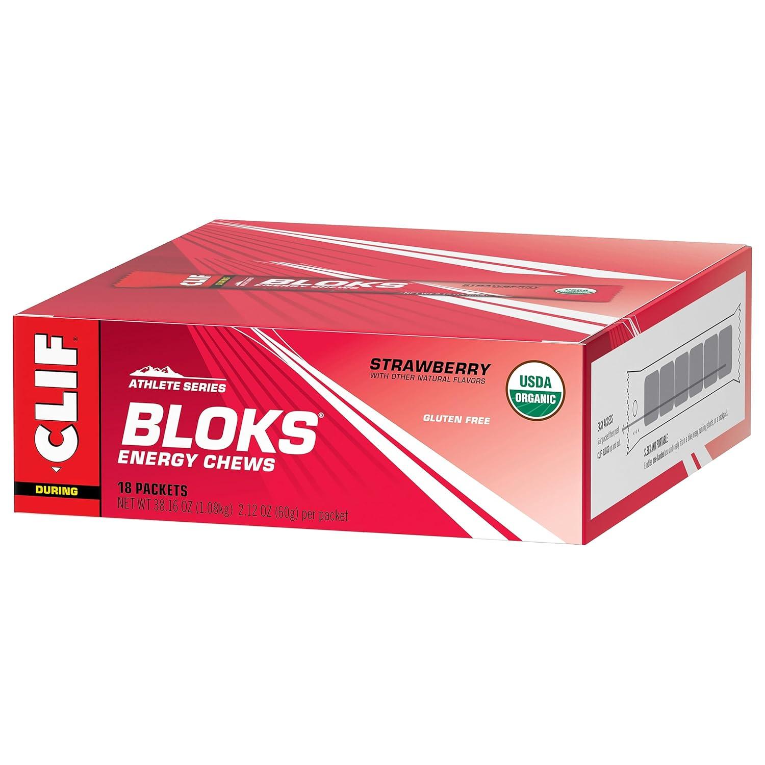 image:imageCLIF BLOKS Strawberry Flavor Energy Chews NonGMO Plant Based Fast Fuel for Cycling and Running Quick Carbohydrates and Electrolytes 212 oz 18 Count18 Count Pack of 2