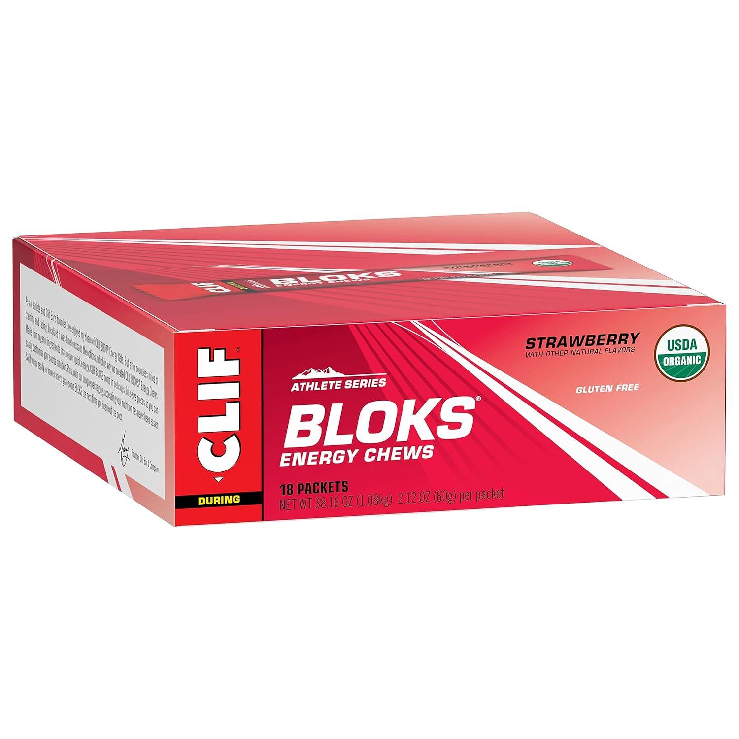 image:imageCLIF BLOKS Strawberry Flavor Energy Chews NonGMO Plant Based Fast Fuel for Cycling and Running Quick Carbohydrates and Electrolytes 212 oz 18 Count18 Count Pack of 2