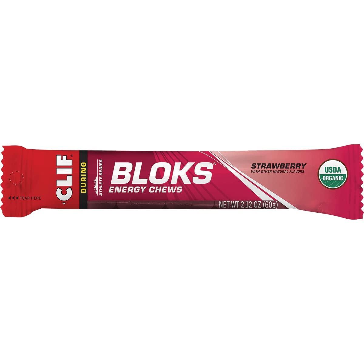 image:imageCLIF BLOKS Strawberry Flavor Energy Chews NonGMO Plant Based Fast Fuel for Cycling and Running Quick Carbohydrates and Electrolytes 212 oz 18 Count18 Count Pack of 2