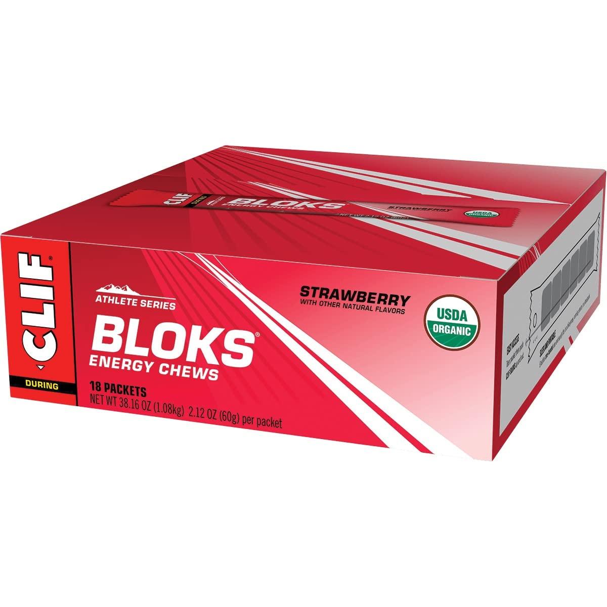 image:imageCLIF BLOKS Strawberry Flavor Energy Chews NonGMO Plant Based Fast Fuel for Cycling and Running Quick Carbohydrates and Electrolytes 212 oz 18 Count18 Count Pack of 2