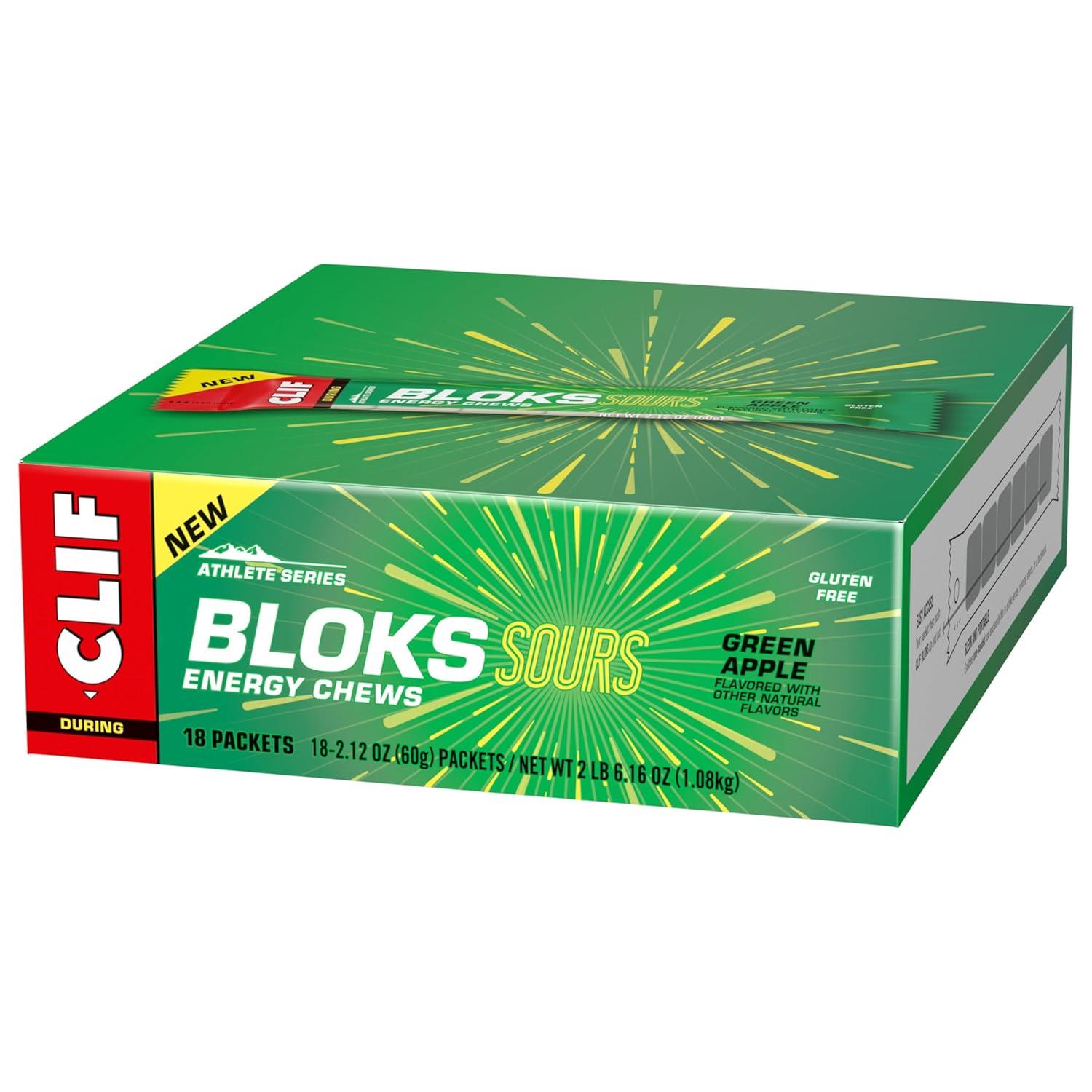 image:imageClif Bloks Sours Green Apple Flavor Energy Chews NonGMO Plant Based Fast Fuel for Cycling and Running Quick Carbohydrates and Electrolytes 212 oz 18 Count