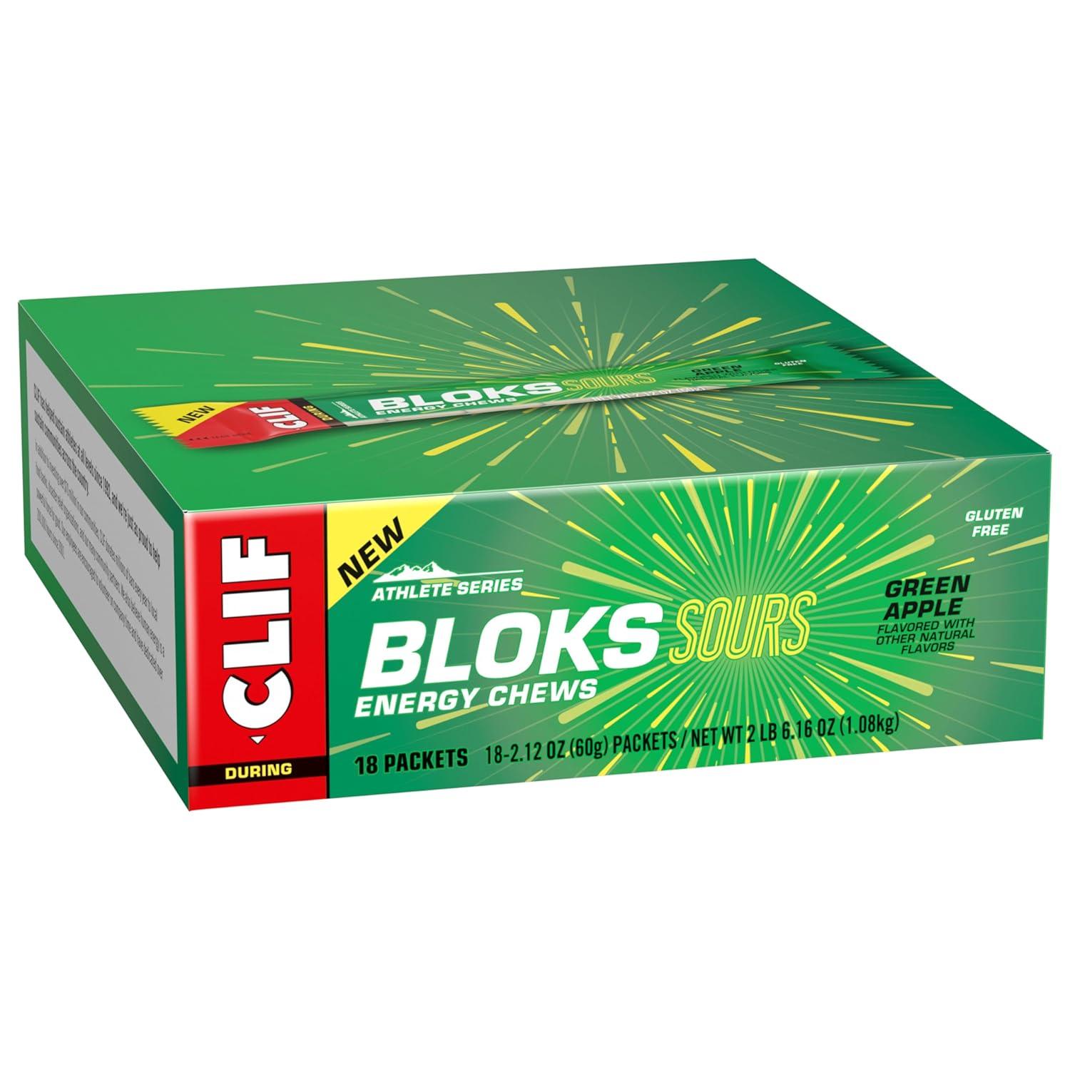 image:imageClif Bloks Sours Green Apple Flavor Energy Chews NonGMO Plant Based Fast Fuel for Cycling and Running Quick Carbohydrates and Electrolytes 212 oz 18 Count