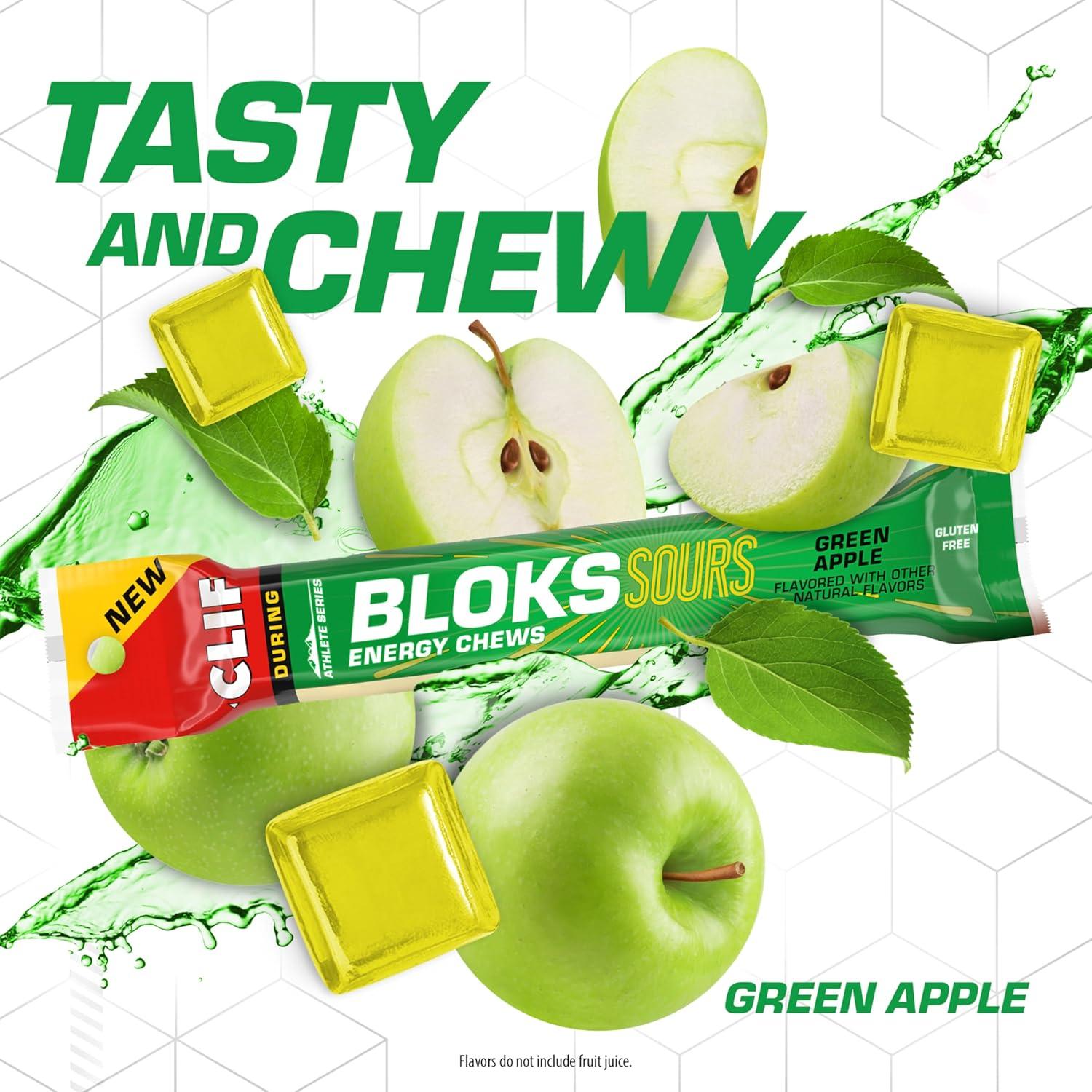 image:imageClif Bloks Sours Green Apple Flavor Energy Chews NonGMO Plant Based Fast Fuel for Cycling and Running Quick Carbohydrates and Electrolytes 212 oz 18 Count