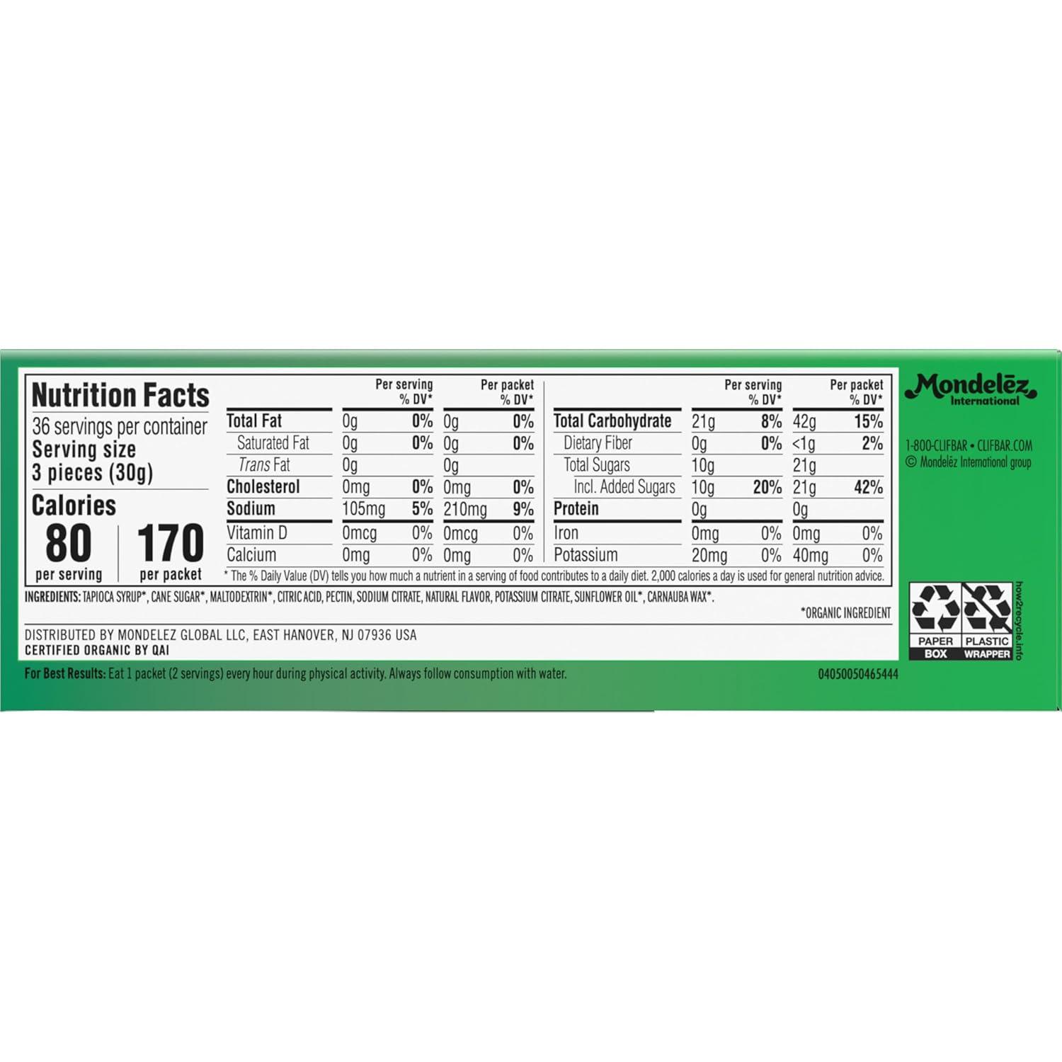 image:imageClif Bloks Sours Green Apple Flavor Energy Chews NonGMO Plant Based Fast Fuel for Cycling and Running Quick Carbohydrates and Electrolytes 212 oz 18 Count