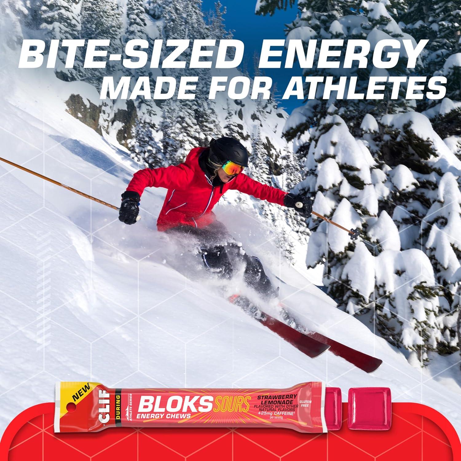 image:imageClif Bloks Sours Strawberry Lemonade Flavor with Caffeine Energy Chews NonGMO Plant Based Fast Fuel for Cycling and Running Quick Carbohydrates and Electrolytes 212 oz 18 Count