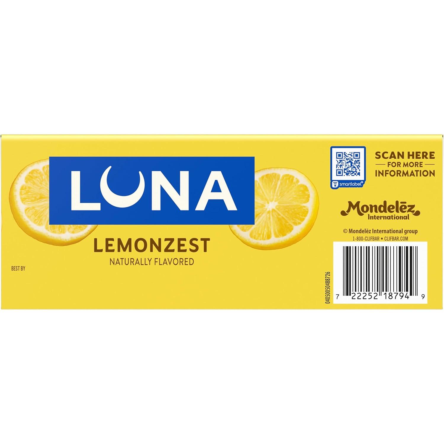 image:imageLUNA Bar LemonZest Flavor Gluten Free Snack Bars NonGMO Protein Bars Made with Organic Oats Value Pack 12 PackLemon Zest 12ct