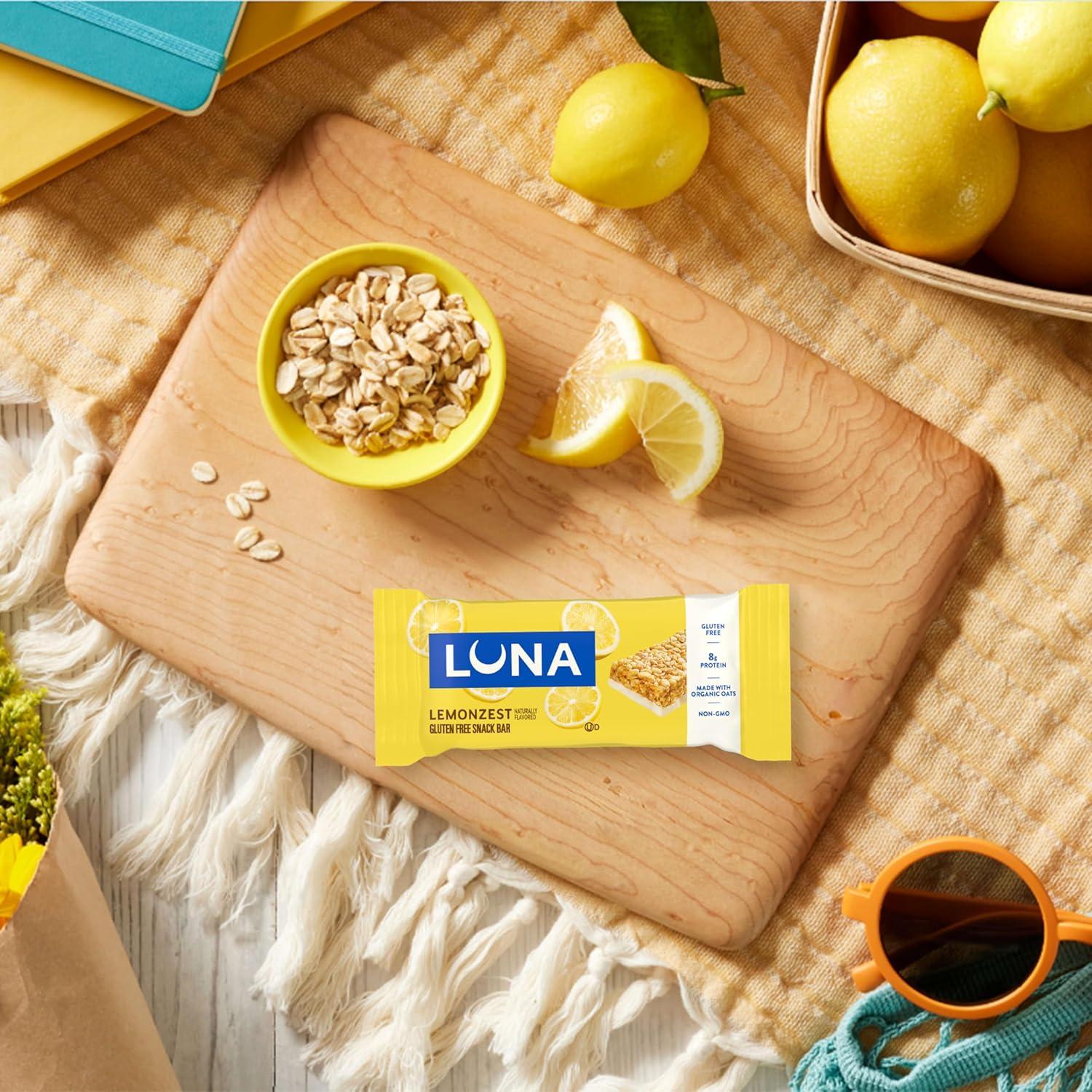 image:imageLUNA Bar LemonZest Flavor Gluten Free Snack Bars NonGMO Protein Bars Made with Organic Oats Value Pack 12 PackLemon Zest 12ct