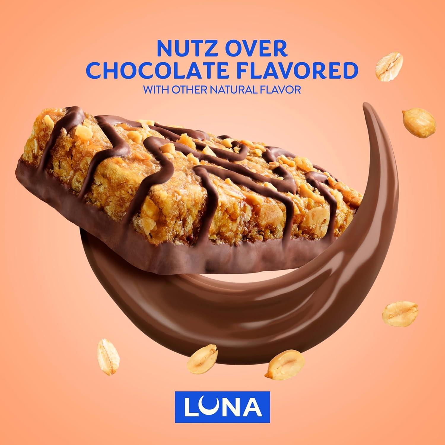 image:imageLUNA Bar Nutz Over Chocolate Flavor GlutenFree NonGMO 79g Protein Made with Organic Oats Low Glycemic Whole Nutrition Snack Bars 169 oz 15 Count15 Count Pack of 1