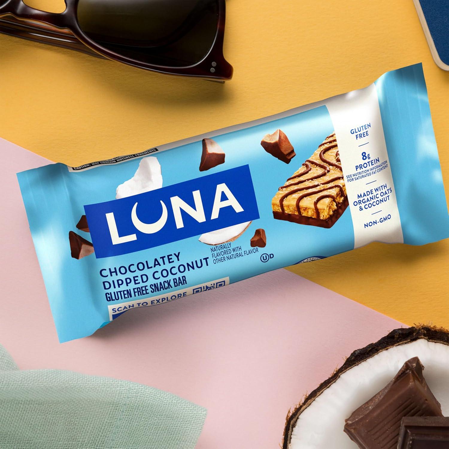 image:imageLUNA Bar Variety Pack 2 Flavors Gluten Free Snack Bars NonGMO Protein Bars Made with Organic Oats 12 Pack