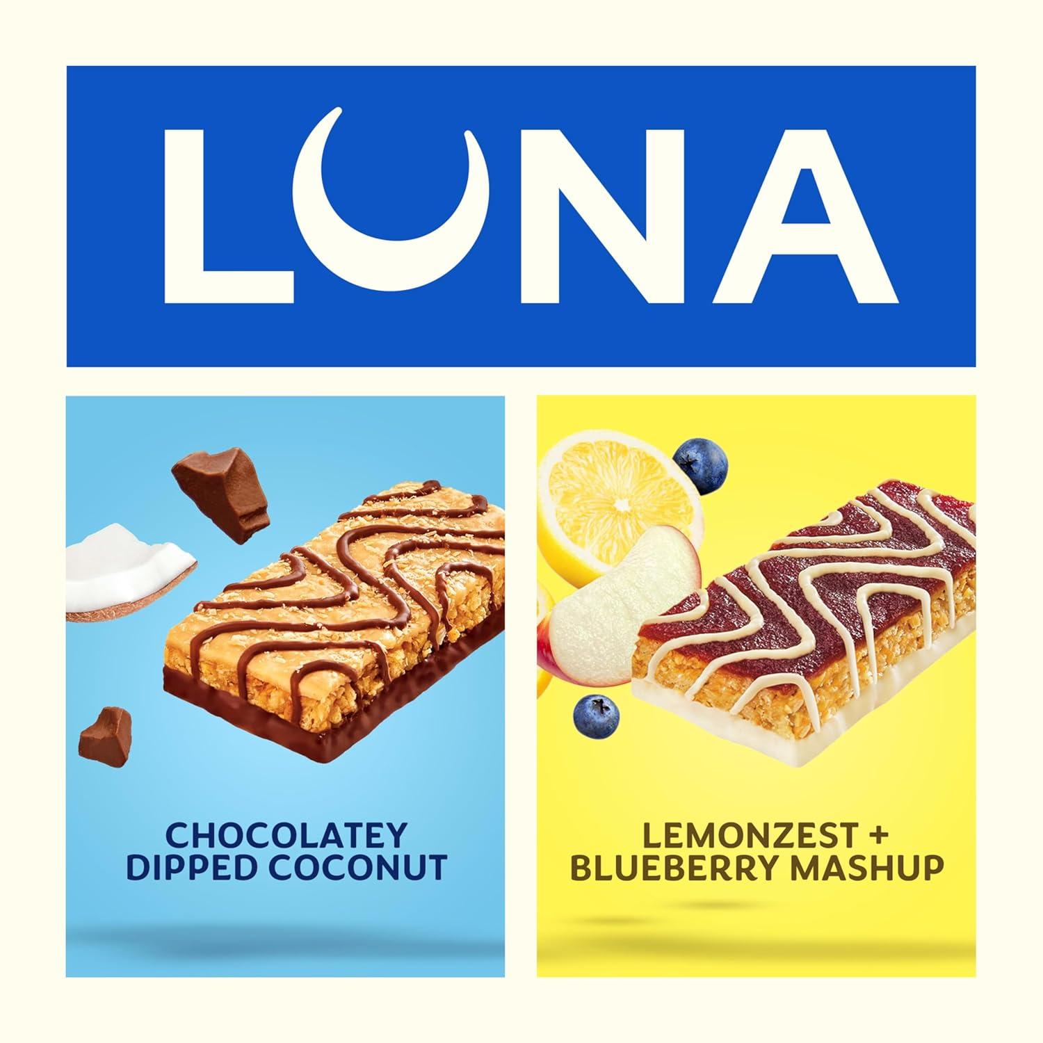 image:imageLUNA Bar Variety Pack 2 Flavors Gluten Free Snack Bars NonGMO Protein Bars Made with Organic Oats 12 Pack