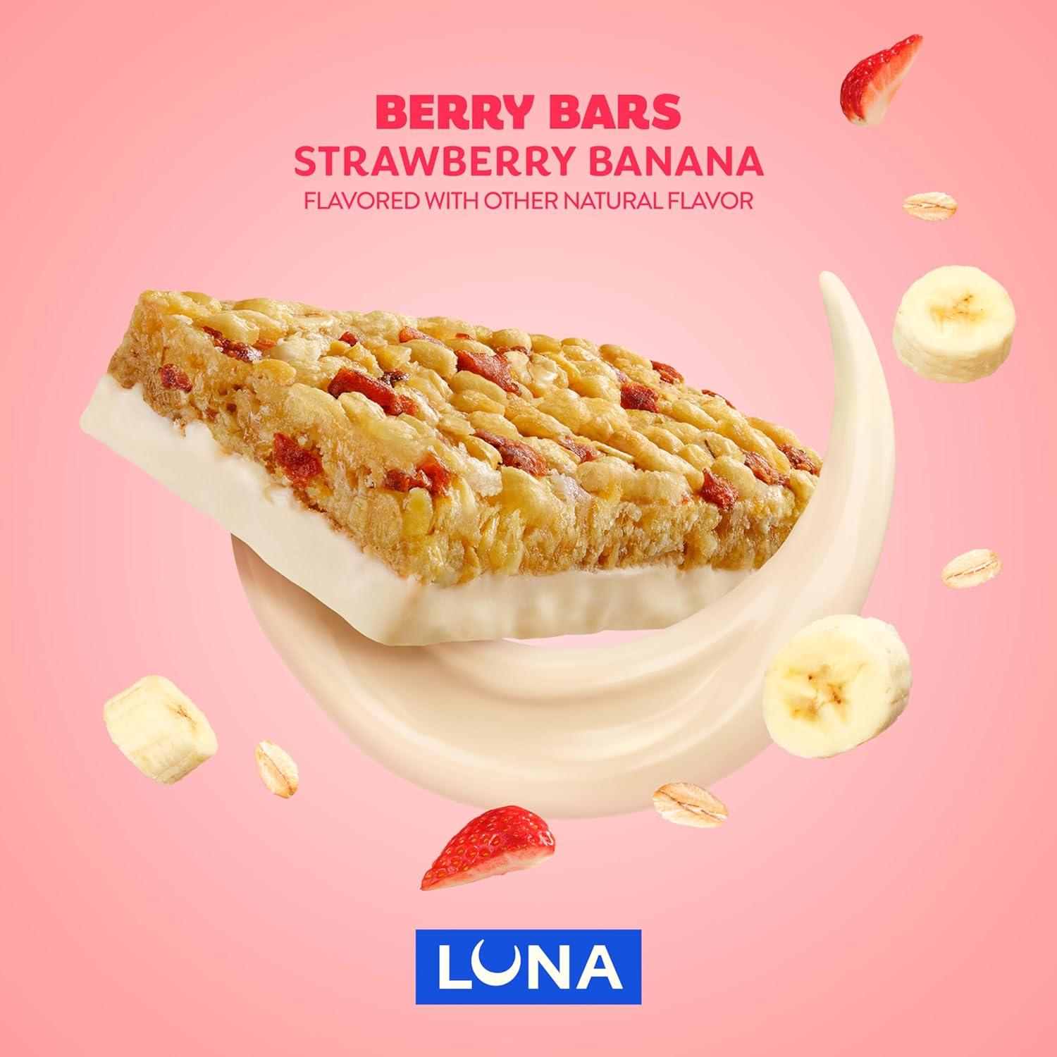 image:imageLUNA Berry Bars Strawberry Banana Flavor Fiber Granola Bars NonGMO Gluten Free Protein Bars Made with Organic Oats 6 PackStrawberry Banana