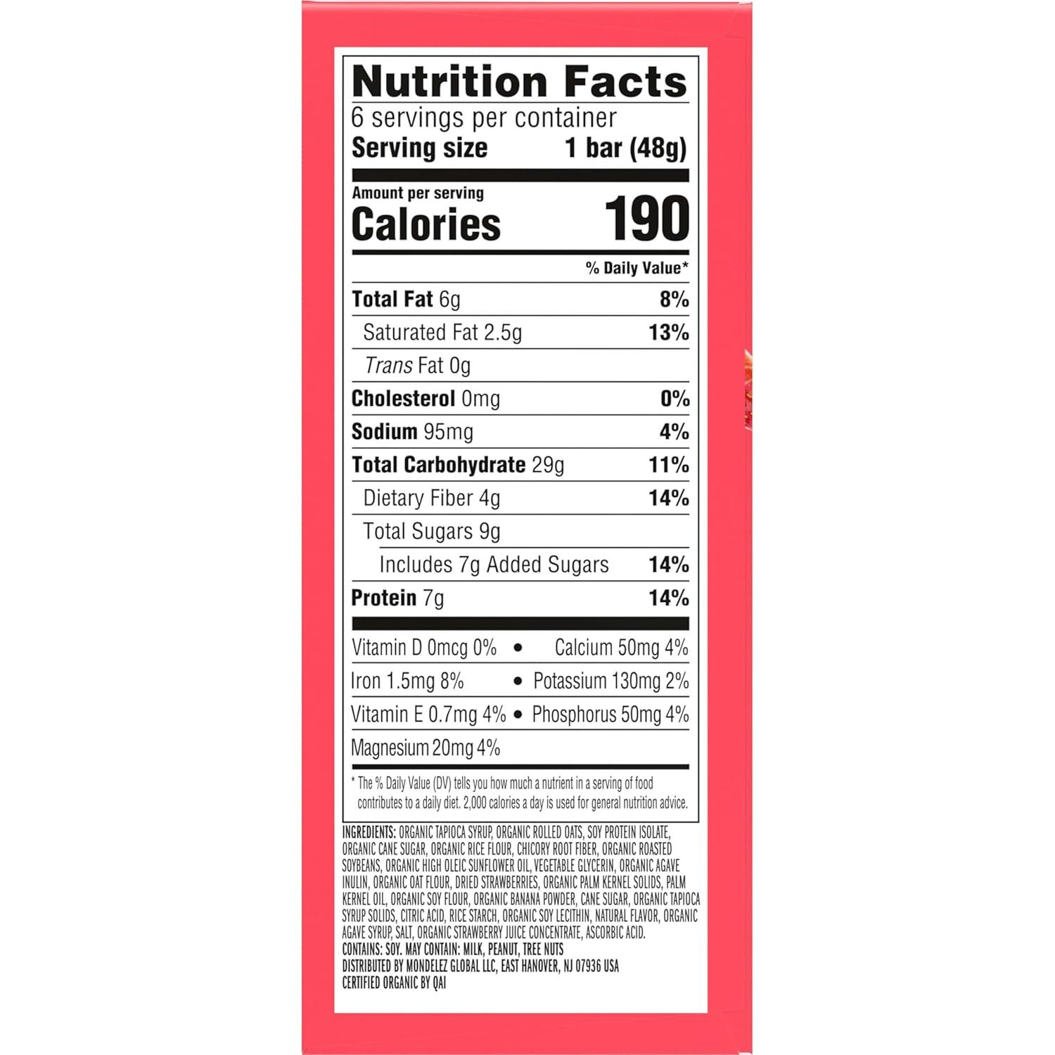 image:imageLUNA Berry Bars Strawberry Banana Flavor Fiber Granola Bars NonGMO Gluten Free Protein Bars Made with Organic Oats 6 PackStrawberry Banana