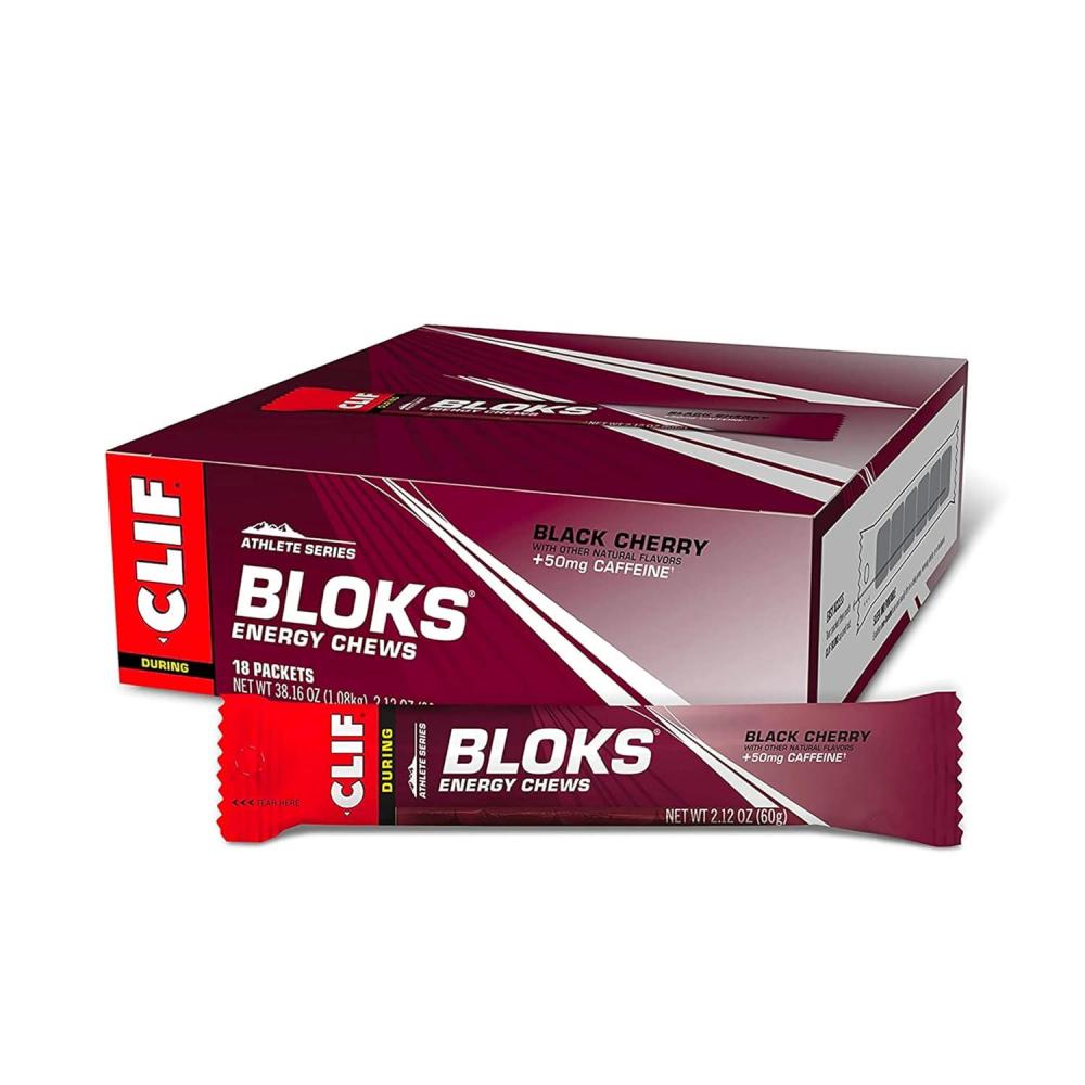 image:imageCLIF BLOKS Black Cherry Flavor with Caffeine Energy Chews NonGMO Plant Based Fast Fuel for Cycling and Running Quick Carbohydrates and Electrolytes 212 oz 18 Count