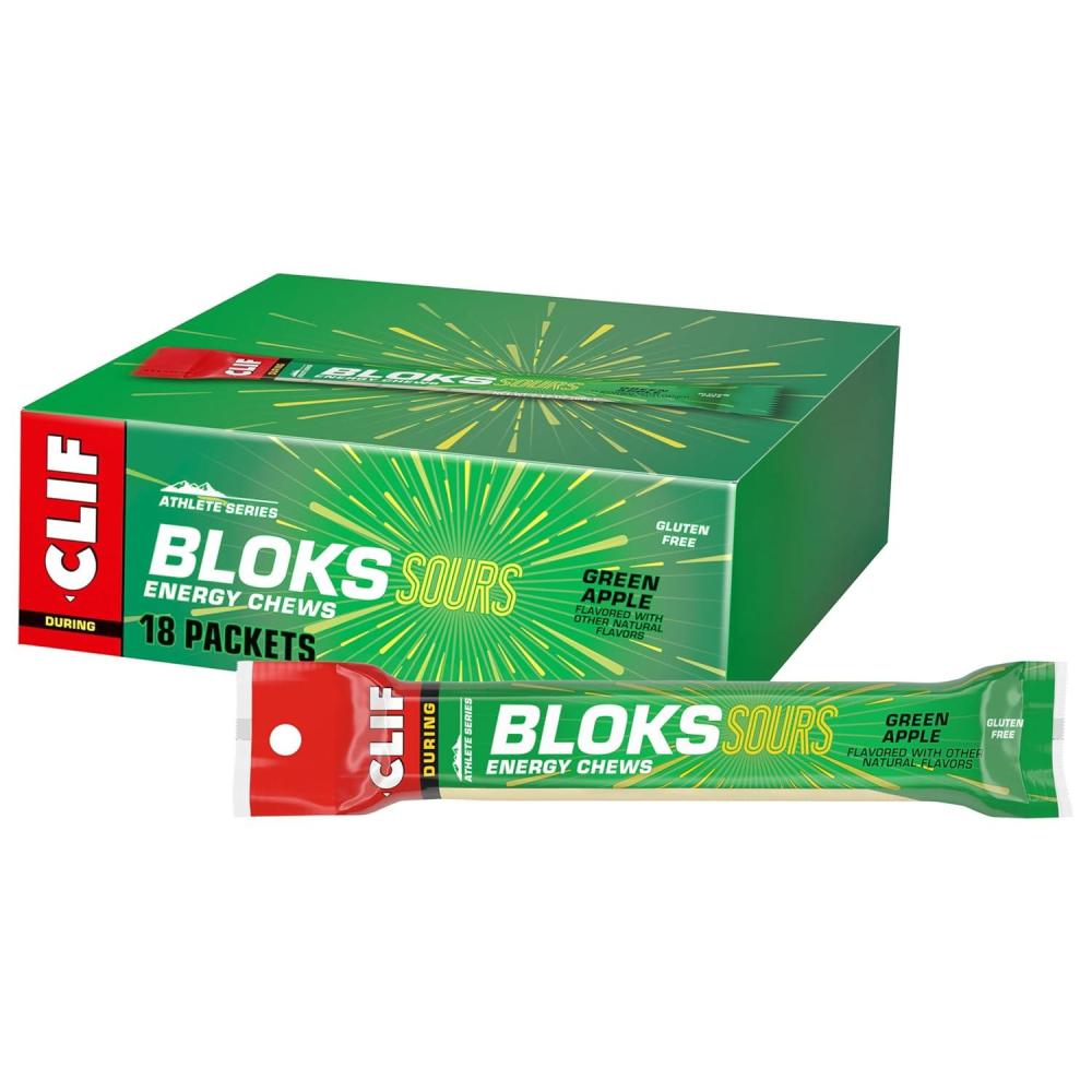 image:imageClif Bloks Sours Green Apple Flavor Energy Chews NonGMO Plant Based Fast Fuel for Cycling and Running Quick Carbohydrates and Electrolytes 212 oz 18 Count