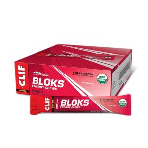 image:imageCLIF BLOKS  Strawberry Flavor  Energy Chews  NonGMO  Plant Based  Fast Fuel for Cycling and Running  Quick Carbohydrates and Electrolytes  212 oz 18 Count18 Count Pack of 1