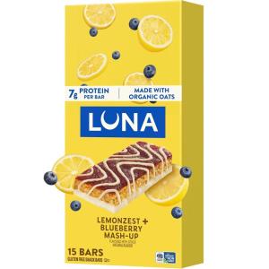 image:imageLUNA Bar  MashUps LemonZest  Blueberry Flavor  Gluten Free Snack Bars  NonGMO  Protein Bars  Made with Organic Oats 15 Pack